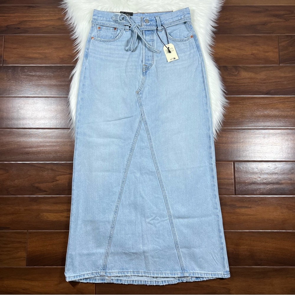 Levi's Size 28 Light Indigo Worn In Long‎ Icon Denim Maxi Skirt